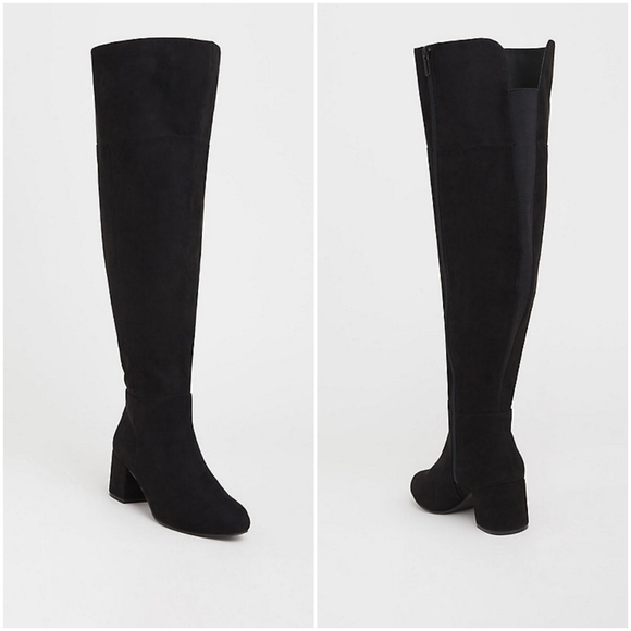 over the knee black suede boots wide calf